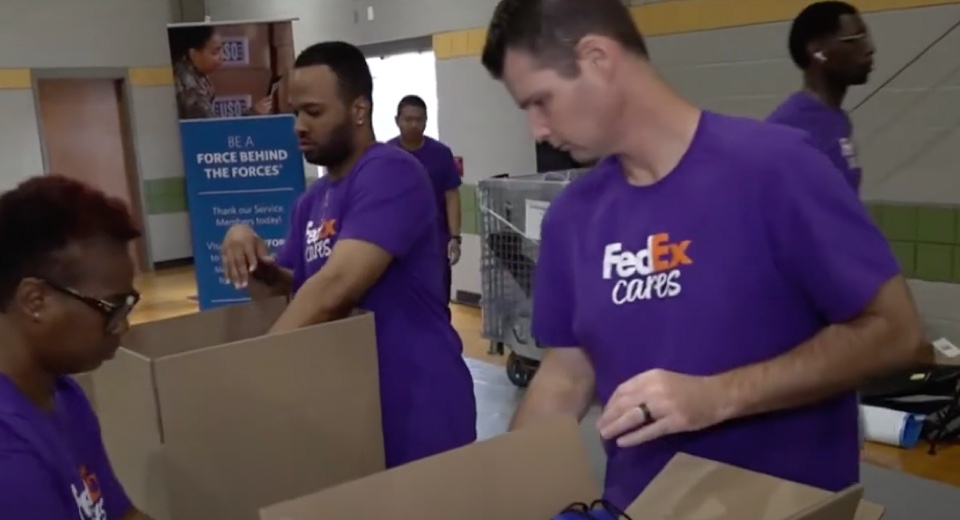 FedEx donates gift packages for active military